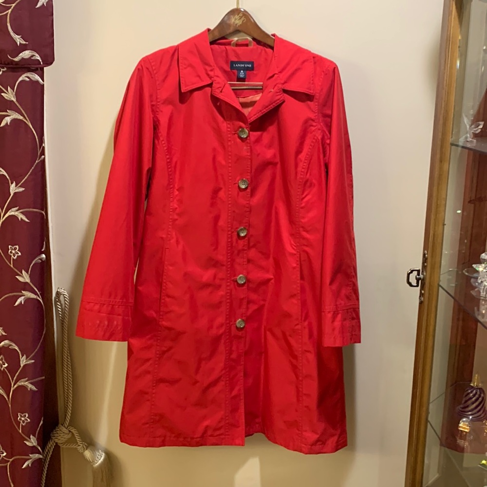 Red lands end ladies coat